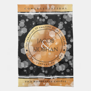 Elegant 7th 22nd 49th Copper Wedding Anniversary Kitchen Towel