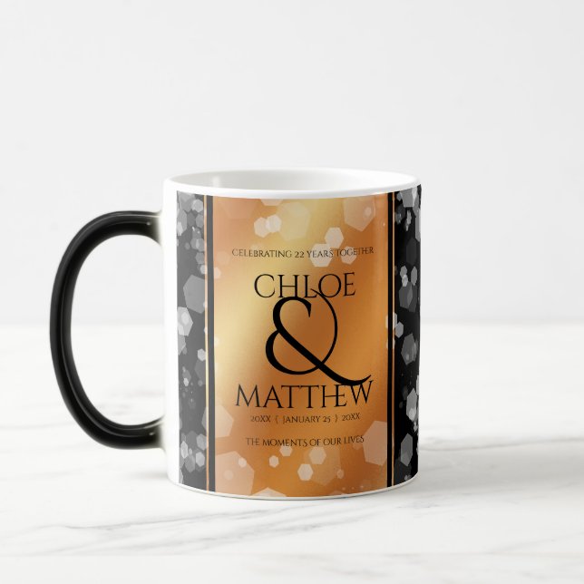 Elegant 7th 22nd 49th Copper Wedding Anniversary Magic Mug (Left)