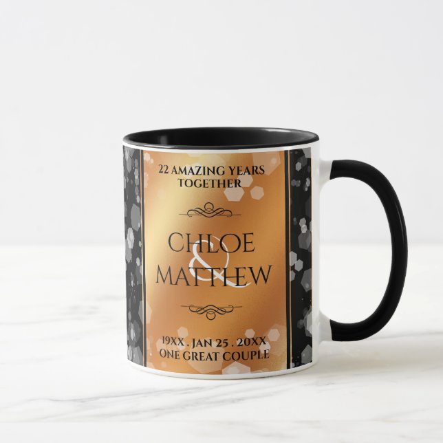 Elegant 7th 22nd 49th Copper Wedding Anniversary Mug (Right)