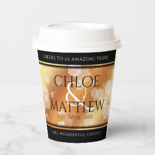 Elegant 7th 22nd 49th Copper Wedding Anniversary Paper Cups