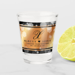 Elegant 7th 22nd 49th Copper Wedding Anniversary Shot Glass