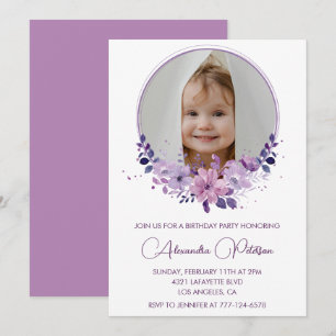 Elegant 7th birthday invitation Photo Floral Boho