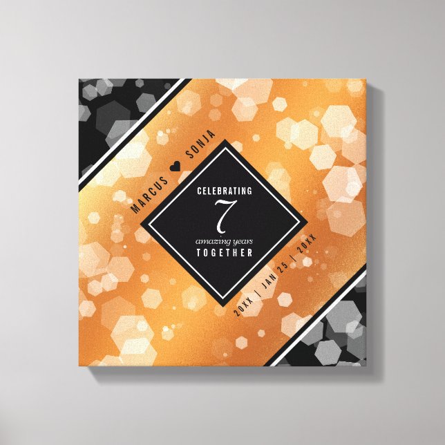 Elegant 7th Copper Wedding Anniversary Canvas Print (Front)
