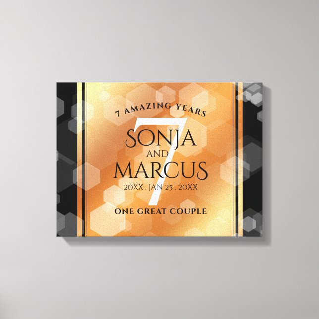 Elegant 7th Copper Wedding Anniversary Celebration Canvas Print (Front)
