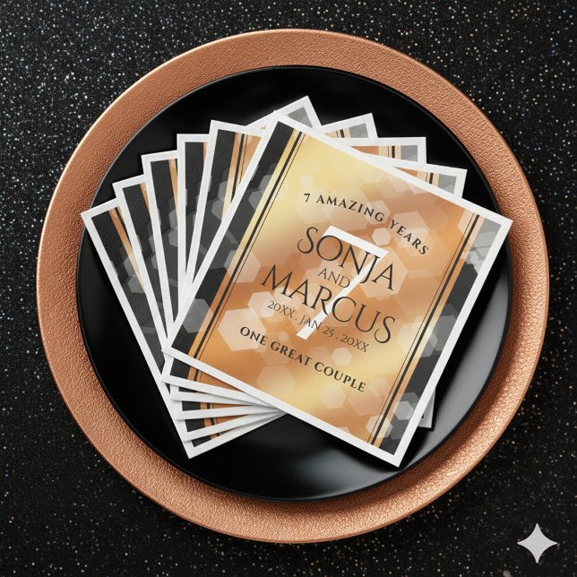 Elegant 7th Copper Wedding Anniversary Celebration Napkin (Elegant 7th Copper Wedding Anniversary Napkins Cover Photo)