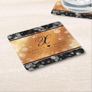 Elegant 7th Copper Wedding Anniversary Celebration Square Paper Coaster