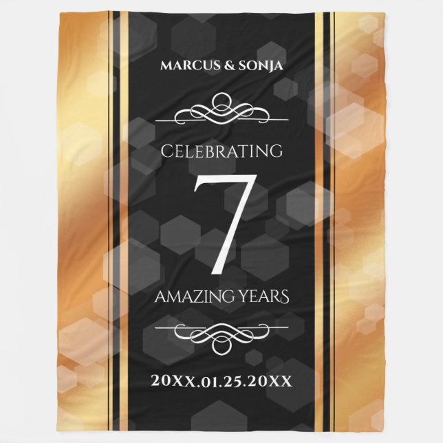 Elegant 7th Copper Wedding Anniversary  Fleece Blanket (Front)