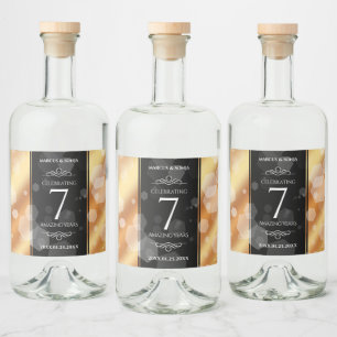Elegant 7th Copper Wedding Anniversary Liquor Bottle Label