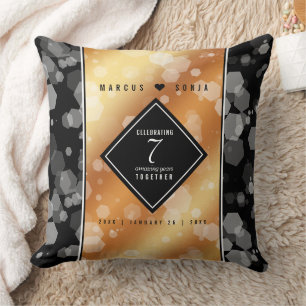 Elegant 7th Copper Wedding Anniversary Throw Pillow