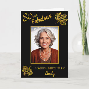 Elegant 80 and Fabulous Gold Foliage 80th Birthday Card