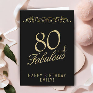 Elegant 80 and Fabulous Ornament 80th Birthday Card