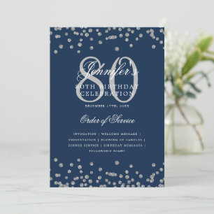 Elégant 80e anniversaire Menu du programme Argent