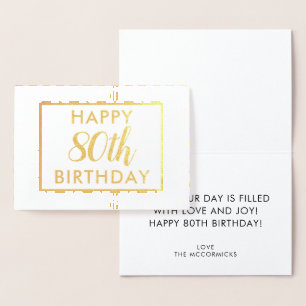 Elegant 80th Birthday Black Gold Dots Custom Foil Card