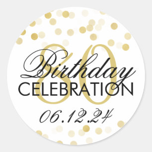 Elegant 80th Birthday Gold Foil Glitter Lights Classic Round Sticker