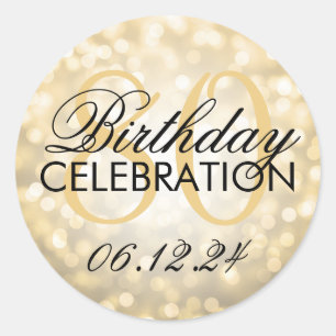 Elegant 80th Birthday Party Gold Glitter Lights Classic Round Sticker