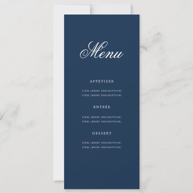 Elegant 80th Birthday Party Menu Gold Navy Blue  Invitation (Back)