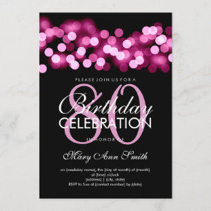 Elegant 80th Birthday Party Pink Hollywood Glam Invitation