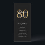 Elegant 80th Birthday Party Program Black Gold<br><div class="desc">Elegant "Birthday Party Program" design with a formal script typography and custom text.</div>