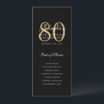 Elegant 80th Birthday Party Program Black Gold<br><div class="desc">Elegant "Birthday Party Program" design with a formal script typography and custom text.</div>