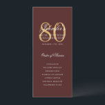 Elegant 80th Birthday Party Program Burgundy Gold<br><div class="desc">Elegant "Birthday Party Program" design with a formal script typography and custom text.</div>