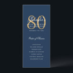 Elegant 80th Birthday Party Program Navy Gold<br><div class="desc">Elegant "Birthday Party Program" design with a formal script typography and custom text.</div>