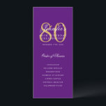 Elegant 80th Birthday Party Program Purple Gold<br><div class="desc">Elegant "Birthday Party Program" design with a formal script typography and custom text.</div>