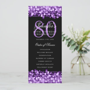 Elegant 80th Birthday Party Program Purple Menu