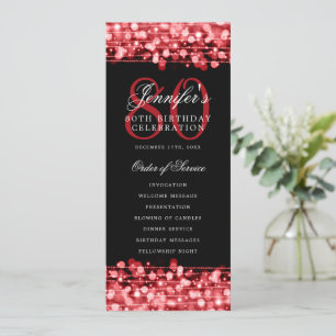 Elegant 80th Birthday Party Program Red 
