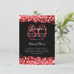 Elegant 80th Birthday Party Program Red Menu