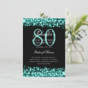 Elegant 80th Birthday Party Program Turquoise Menu