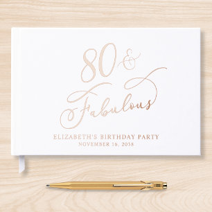 Elegant 80th Birthday Party Rose Gold Guest Book