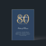 Elegant 80th Birthday Program Gold Navy Menu<br><div class="desc">Elegant "Birthday Party Program   Menu" design with a sophisticated typography script in Gold & Navy w/ custom text.</div>
