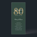 Elegant 80th Birthday Program Green Gold<br><div class="desc">Elegant "Birthday Party Program" design with a formal script typography and custom text.</div>