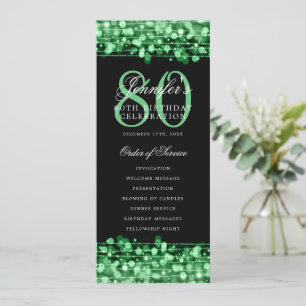 Elegant 80th Birthday Program Green Thank You