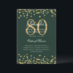 Elegant 80th Birthday Program Menu Gold Green<br><div class="desc">Elegant "Birthday Party Program" design with faux glitter confetti and custom text.</div>