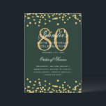 Elegant 80th Birthday Program Menu Gold Green<br><div class="desc">Elegant "Birthday Party Program" design with faux glitter confetti and custom text.</div>