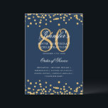 Elegant 80th Birthday Program Menu Gold Navy Blue<br><div class="desc">Elegant "Birthday Party Program" design with faux glitter confetti and custom text.</div>