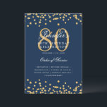 Elegant 80th Birthday Program Menu Gold Navy Blue<br><div class="desc">Elegant "Birthday Party Program" design with faux glitter confetti and custom text.</div>