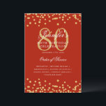 Elegant 80th Birthday Program Menu Gold Red<br><div class="desc">Elegant "Birthday Party Program" design with faux glitter confetti and custom text.</div>