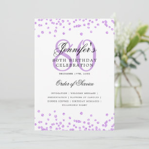 Elegant 80th Birthday Program Menu Purple 