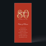 Elegant 80th Birthday Program Red Gold<br><div class="desc">Elegant "Birthday Party Program" design with a formal script typography and custom text.</div>