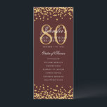 Elegant 80th Birthday Program Thanks Gold Burgundy<br><div class="desc">Elegant "Birthday Party Program" design with faux glitter confetti and custom text.</div>