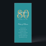 Elegant 80th Birthday Program Turquoise Gold<br><div class="desc">Elegant "Birthday Party Program" design with a formal script typography and custom text.</div>