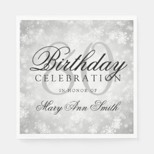 Elegant 80th Birthday Silver Winter Wonderland Napkin