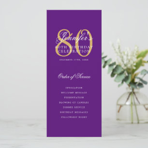 Elegant 80th Program Gold Purple Menu+Thank You