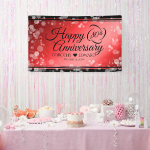 Elegant 80th Ruby Wedding Anniversary Celebration Banner