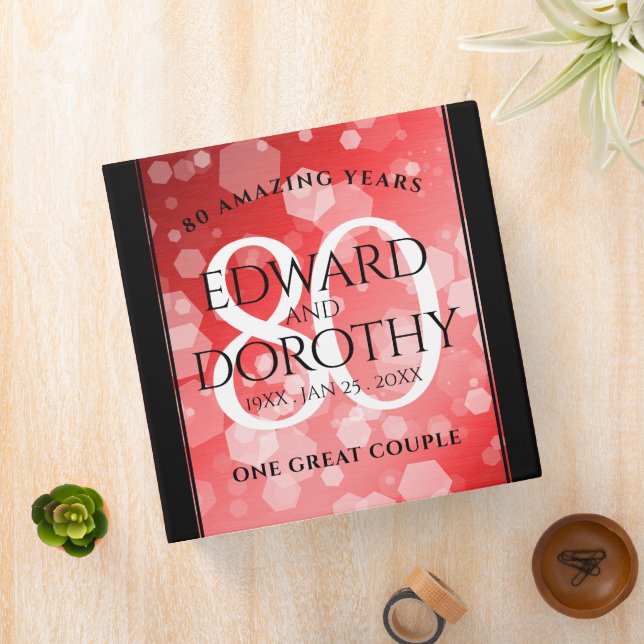 Elegant 80th Ruby Wedding Anniversary Celebration Binder (In Situ)