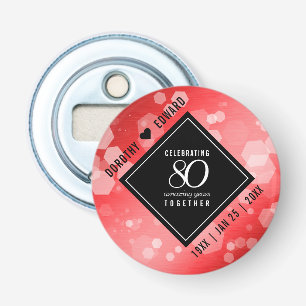 Elegant 80th Ruby Wedding Anniversary Celebration Bottle Opener