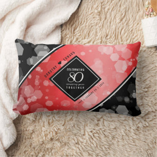 Elegant 80th Ruby Wedding Anniversary Celebration Lumbar Pillow