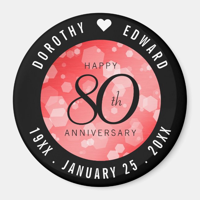 Elegant 80th Ruby Wedding Anniversary Celebration Magnet (Front)